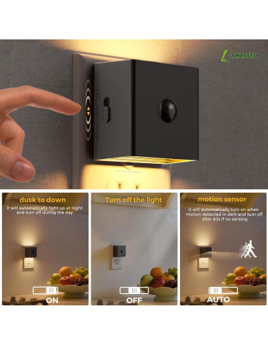 L LOHAS Luz Nocturna con Sensor de Movimiento 2-Pack 3000K