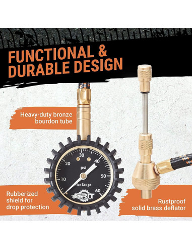 Medidor de Presión de Neumáticos Grit Performance 0-60 PSI