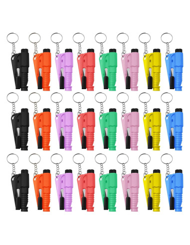 24 Llaveros Rompe Ventanas Adboros 3 en 1 Cortador Silbato