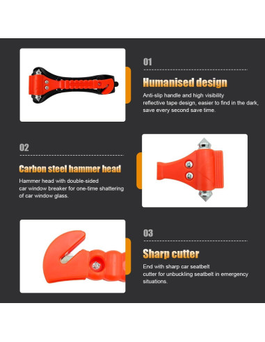 2 Martillos de Seguridad Suvnie para Automóvil - Escape Emergencia