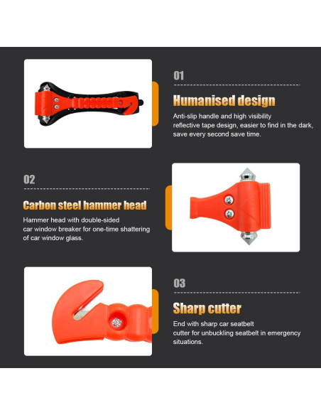 2 Martillos de Seguridad Suvnie para Automóvil - Escape Emergencia