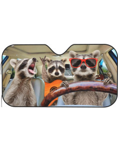 Parasol para Parabrisas de Coche Begarm 130 x 70 cm Mapaches 2