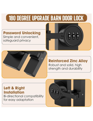 Cierre de puerta de granero MeBantoo FY-Code 004 negro