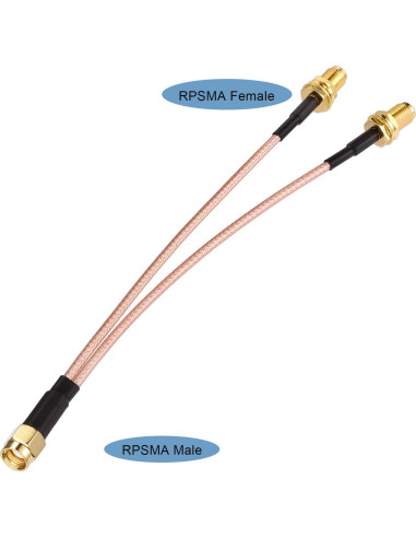 Cable divisor coaxial Superbat RP-SMA macho a doble hembra 15cm