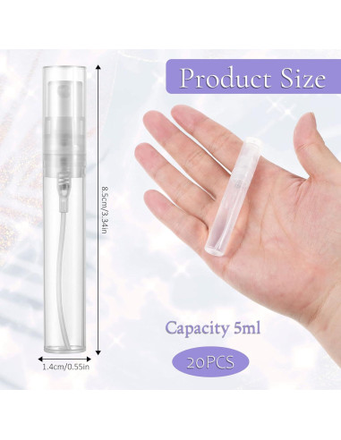 Giantree 20 Mini Botellas de Spray Rellenables 5ml Transparentes