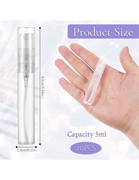 Giantree 20 Mini Botellas de Spray Rellenables 5ml Transparentes