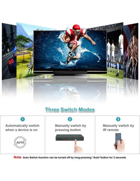 Conmutador HDMI SkycropHD 4K 60Hz 5 en 1 con extractor de audio