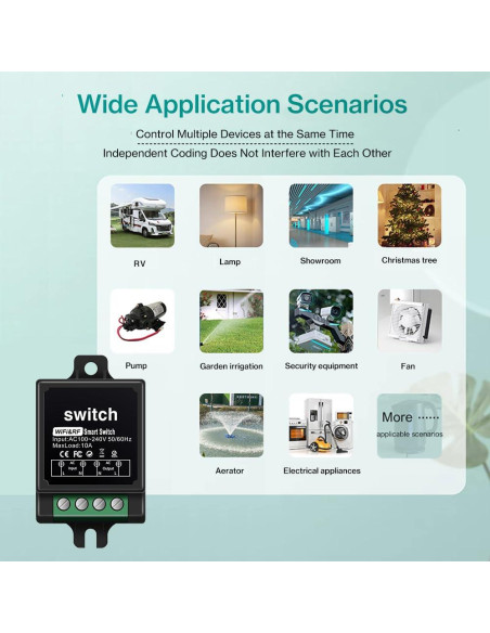 Interruptor Inteligente WiFi SRDKG RF 433MHz 10A 220V