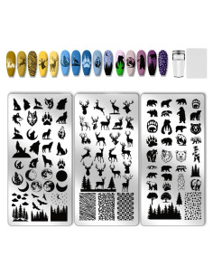 Plantillas de Estampado de Uñas PH PandaHall 3 Piezas 12x6 cm