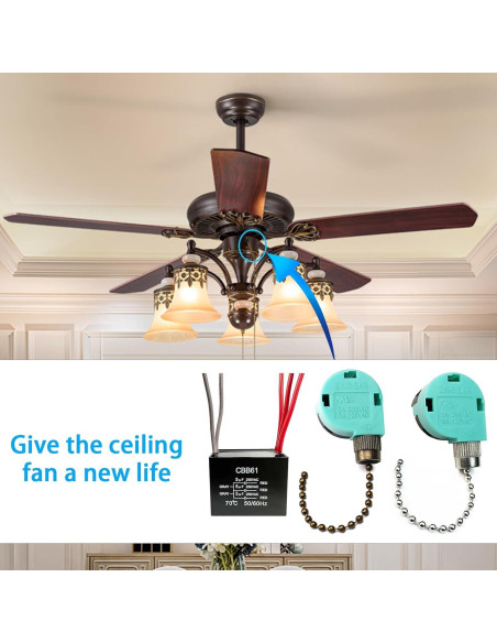 Interruptor de cadena YukiHalu para ventilador de techo 3 velocidades