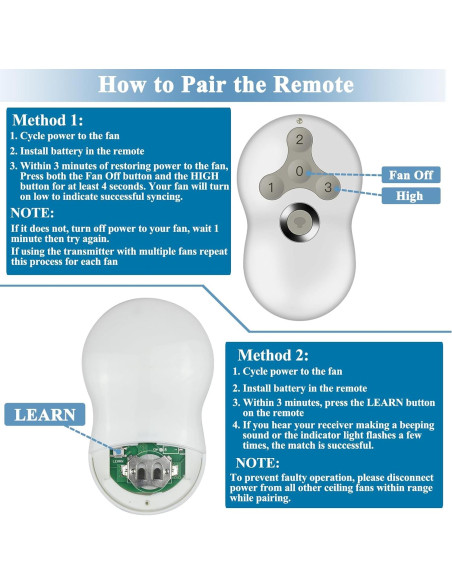Control Remoto Hunter RC-5T1 para Ventilador de Techo 3 Velocidades