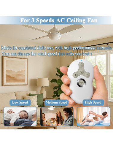 Control Remoto Hunter RC-5T1 para Ventilador de Techo 3 Velocidades