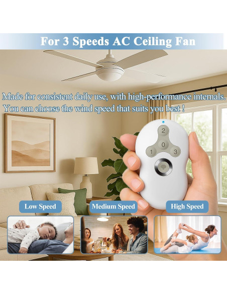 Control Remoto Hunter RC-5T1 para Ventilador de Techo 3 Velocidades