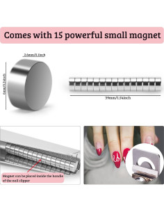 Cortauñas de Acero Inoxidable BAMTTOO con 15 Imanes 2