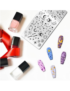 Kit de Placas de Estampado de Uñas Arbuya Luna y Estrellas 2