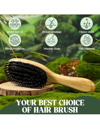 Cepillo para el Cabello BESTOOL de Cerda de Jabalí 24.8x8.4cm