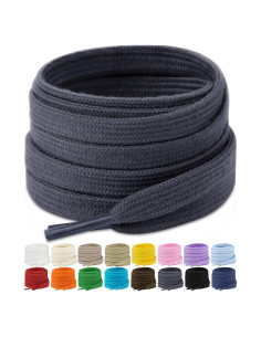 Cordones Planos Stepace 2 Pares 8mm Poliester Algodón Gris