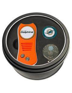 Juego de Regalo Team Golf NFL Miami Dolphins - Herramienta Divot, Clip y 2 Marcadores