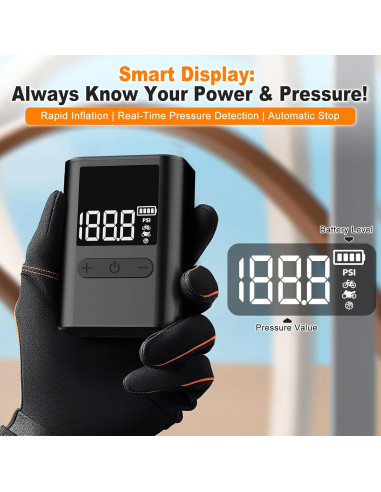 Mini Bomba de Bicicleta Eléctrica HIITYFF-8, 100 PSI, USB-C