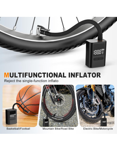 Mini Bomba de Bicicleta Eléctrica HIITYFF-8, 100 PSI, USB-C