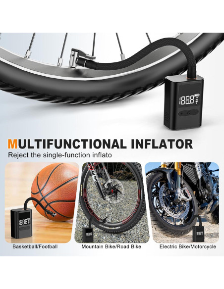 Mini Bomba de Bicicleta Eléctrica HIITYFF-8, 100 PSI, USB-C
