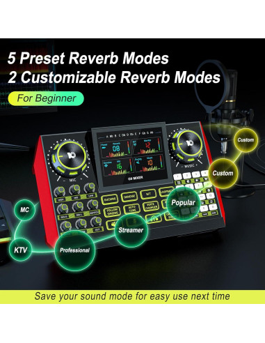 Mezclador de Audio CryoSurf G9 para Podcast y Streaming