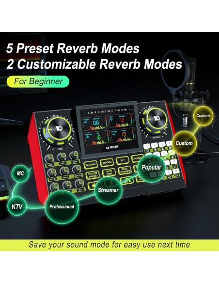 Mezclador de Audio CryoSurf G9 para Podcast y Streaming