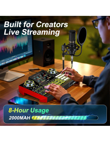 Mezclador de Audio CryoSurf G9 para Podcast y Streaming