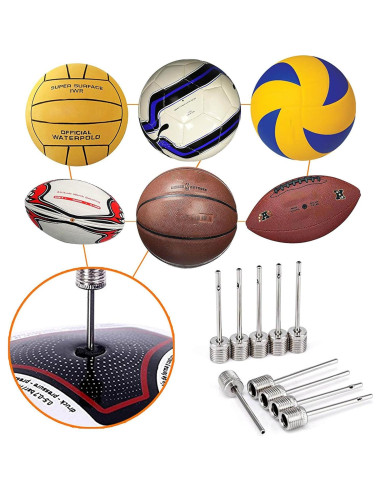 Mobi Lock Agujas de Inflación para Balones - 6 Pcs Acero Inoxidable