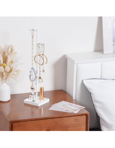 Organizador de Joyería Lolalet Blanco con 10 Percheros y Bandeja 2