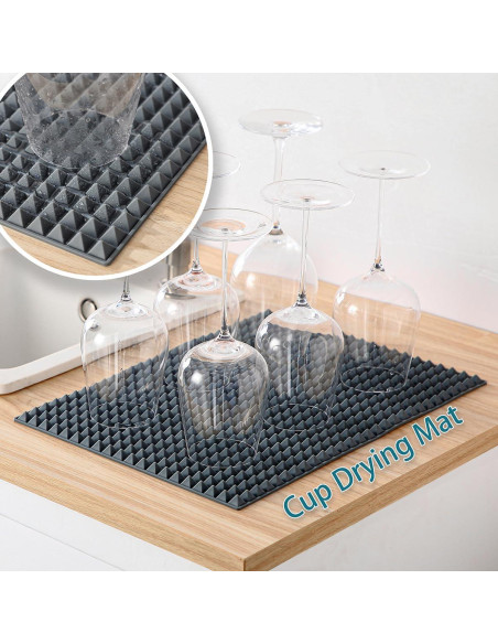Tapete de Secado de Platos Colinda de Silicona 40.6x29.2cm Gris
