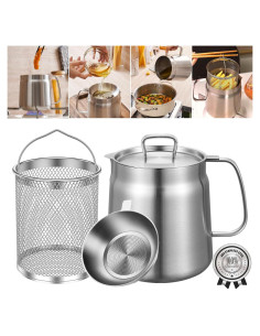 Olla coladora multifuncional HOMKULA 2 en 1 acero inoxidable 2L