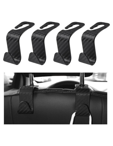 4 Ganchos para Reposacabezas de Coche Yourkar - Fibra de Carbono