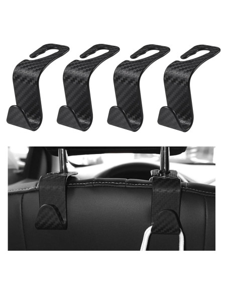 4 Ganchos para Reposacabezas de Coche Yourkar - Fibra de Carbono