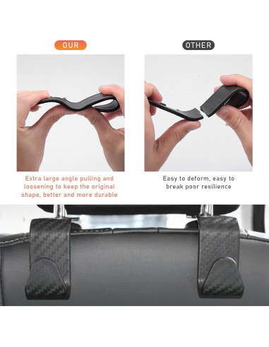 4 Ganchos para Reposacabezas de Coche Yourkar - Fibra de Carbono