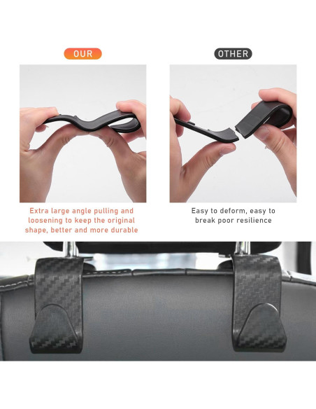 4 Ganchos para Reposacabezas de Coche Yourkar - Fibra de Carbono