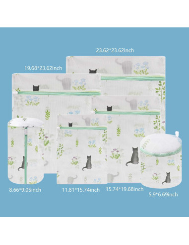 Juego de 6 bolsas de lavandería de malla GRSECPO - XL/L/M/S/Cilíndrica/Bra