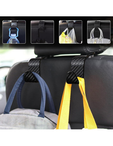 4 Ganchos para Reposacabezas de Coche Yourkar - Fibra de Carbono
