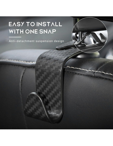 4 Ganchos para Reposacabezas de Coche Yourkar - Fibra de Carbono