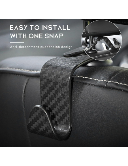 4 Ganchos para Reposacabezas de Coche Yourkar - Fibra de Carbono