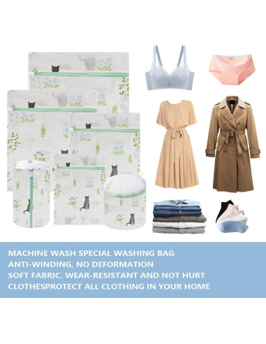 Juego de 6 bolsas de lavandería de malla GRSECPO - XL/L/M/S/Cilíndrica/Bra