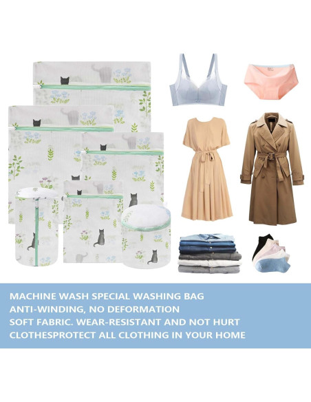 Juego de 6 bolsas de lavandería de malla GRSECPO - XL/L/M/S/Cilíndrica/Bra