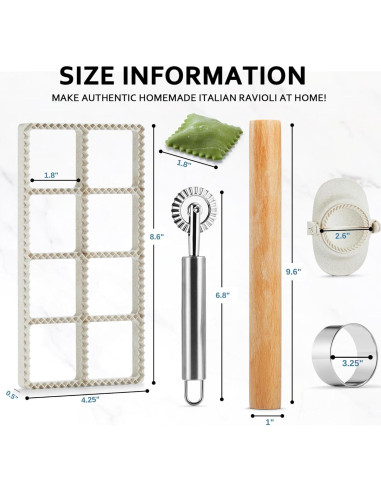Prensa de Ravioli MUMSUNG con Rodillo y Tabla de Gnocchi