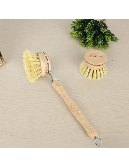 Cepillo de Platos de Bambú ANTYA con 4 Cabezas Reemplazables