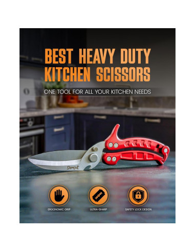 Tijeras de Aves de Corral Demzit 2024 - Acero Inoxidable, Antideslizantes