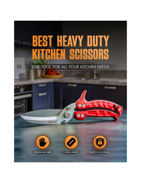 Tijeras de Aves de Corral Demzit 2024 - Acero Inoxidable, Antideslizantes