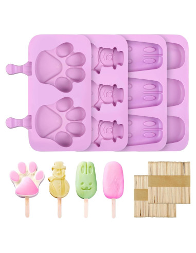 Moldes de Silicona para Paletas Glavatrix - 4 Piezas con 200 Palitos
