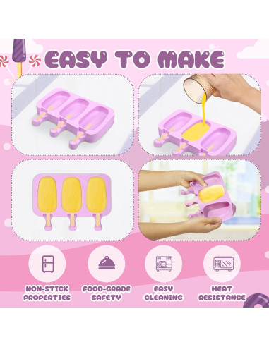 Moldes de Silicona para Paletas Glavatrix - 4 Piezas con 200 Palitos