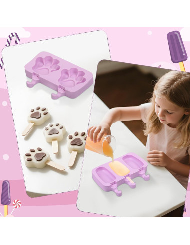 Moldes de Silicona para Paletas Glavatrix - 4 Piezas con 200 Palitos