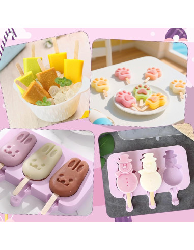 Moldes de Silicona para Paletas Glavatrix - 4 Piezas con 200 Palitos